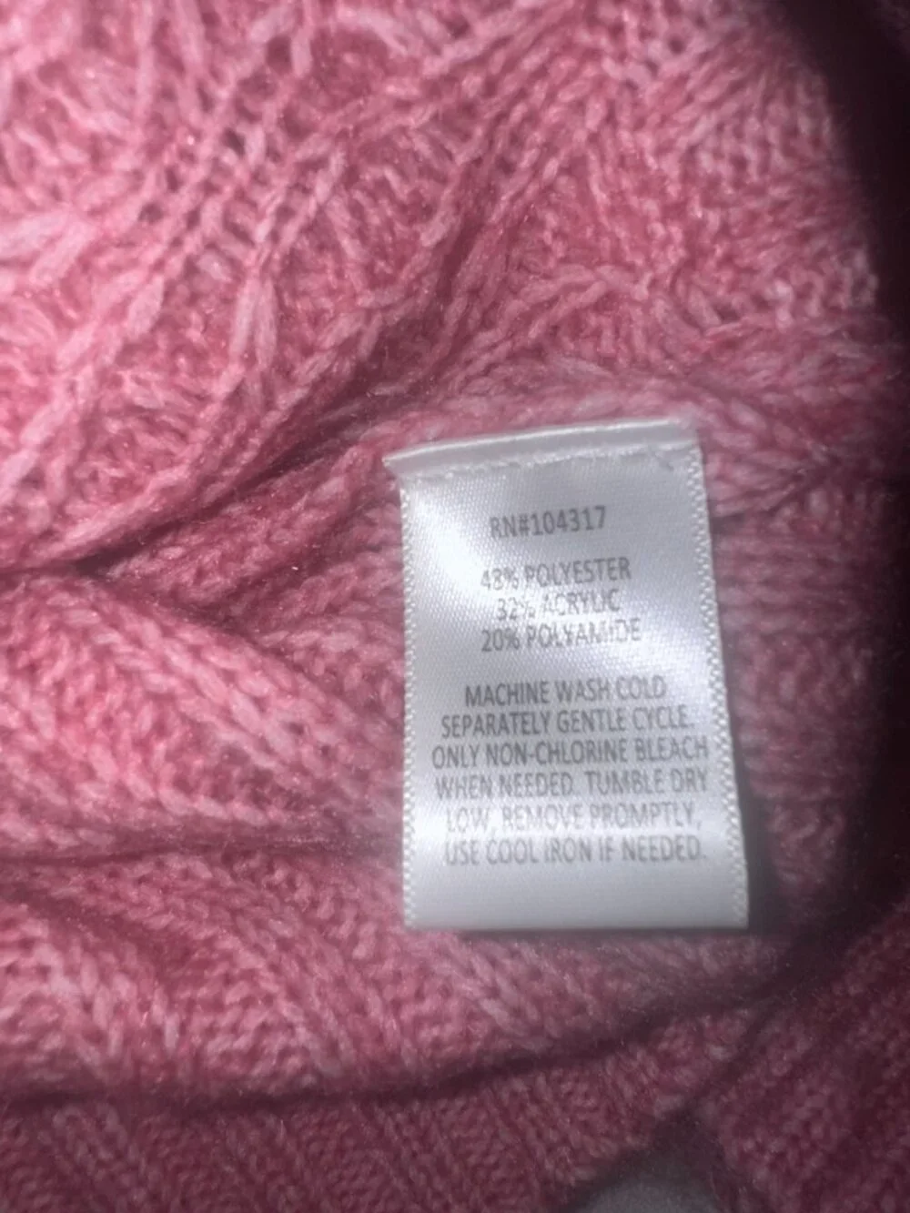 Derek Heart Womens Pink Cable-Knit Cropped Sweater Mock Neck Size M Polyester Bl - Picture 3 of 8